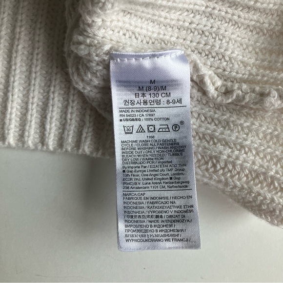 Gap Kids Shaker Stitch Cropped Cardigan Sweater Size 8 M Ivory Frost 100% Cotton - Picture 9 of 11